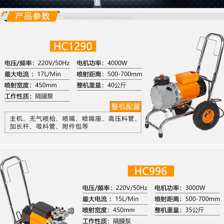 隔膜式無氣噴涂機 乳膠漆油漆噴涂機噴漆機涂料噴涂設備工具示例圖2